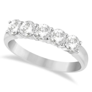 Five Stone Diamond Ring Anniversary Band 14k White Gold 1.00ctw - All