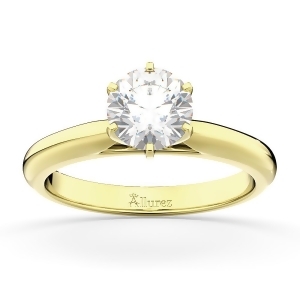 Six-prong 18k Yellow Gold Solitaire Engagement Ring Setting - All