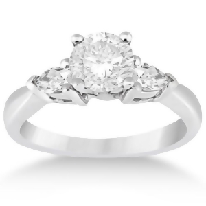 Three Stone Pear Shaped Diamond Engagement Ring Palladium 0.50ct - All