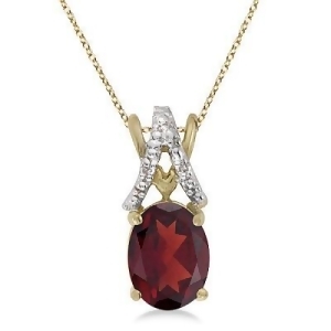 Garnet and Diamond Solitaire Pendant 14k Yellow Gold 1.40tcw - All
