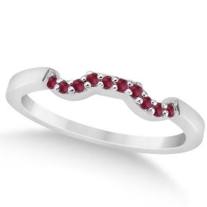 Pave Set Ruby Contour Style Floral Wedding Band in Palladium 0.15ct - All