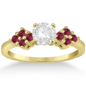 Designer Ruby Cluster Floral Engagement Ring 14k Yellow Gold 0.35ct - All