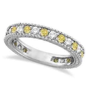 Fancy Yellow Canary and White Diamond Eternity Ring 14k Gold 1.00ct - All