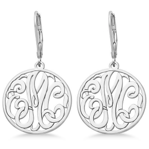 Customized Initial Circle Monogram Earrings in Sterling Silver - All