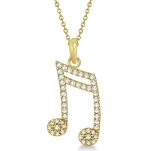 Sixteenth Music Note Pendant Diamond Necklace 14k Yellow Gold 0.20ct - All