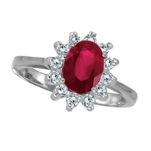 Lady Diana Oval Ruby and Diamond Ring 14k White Gold 1.50 ctw - All