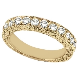Antique Style Pave Set Wedding Ring Band 18k Yellow Gold 1.00ct - All