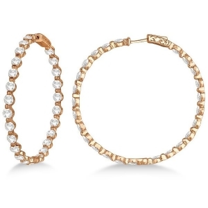 Large Round Floating Diamond Hoop Earrings 14k Rose Gold 10.00ct - All