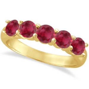 Five Stone Ruby Ring Anniversary Band 14k Yellow Gold 2.25ctw - All
