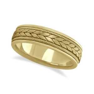 Men's Satin Finish Rope Handwoven Wedding Band 18k Yellow Gold 6mm - All