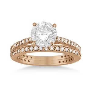 Eternity Diamond Engagement Ring and Band Set 14k Rose Gold 1.10ct - All