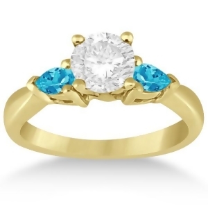 Pear Cut Three Stone Blue Topaz Engagement Ring 14k Yellow Gold 0.50ct - All