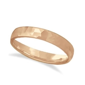 Carved Hammered Finish Wedding Ring Band 18k Rose Gold 3mm - All