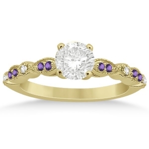 Marquise and Dot Diamond Amethyst Engagement Ring 18k Yellow Gold 0.24ct - All