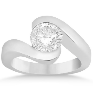 Twisted Bypass Solitaire Tension Set Engagement Ring Platinum - All