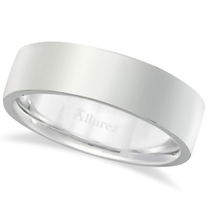 950 Platinum Plain Wedding Band Flat Comfort-Fit Ring 6 mm - All
