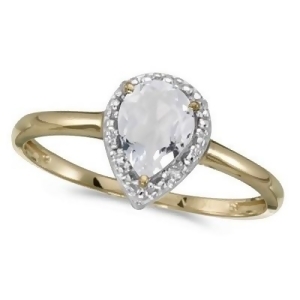 Pear Shape White Topaz and Diamond Cocktail Ring 14k Yellow Gold - All