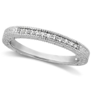 Antique Style Pave Set Wedding Ring Anniversary Band Platinum 0.30ct - All