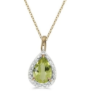 Pear Shaped Peridot Pendant Necklace 14k Yellow Gold 0.85ct - All