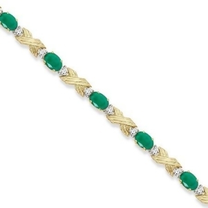 Emerald and Diamond Xoxo Link Bracelet in 14k Yellow Gold 6.65ct - All