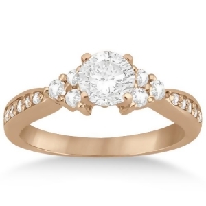 Diamond Floral Engagement Ring Setting 18k Rose Gold 0.28ct - All