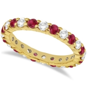 Eternity Diamond and Ruby Ring Band 14k Yellow Gold 2.35ct - All