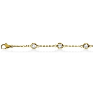 Diamond Anklet Bracelet Bezel Set 14K Yellow Gold 0.37ct - All