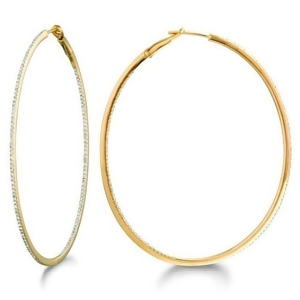 Inside-outside Pave Oval Diamond Hoop Earrings 14k Yellow Gold 0.50ct - All