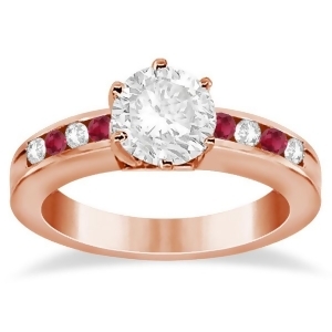 Channel Diamond and Ruby Engagement Ring 14K Rose Gold 0.40ct - All