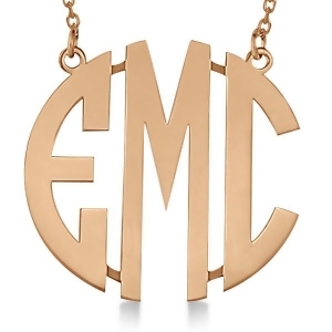 Bold-face Custom Initial Monogram Pendant Necklace in 14k Rose Gold - All