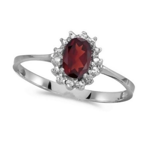Garnet and Diamond Right Hand Flower Shaped Ring 14k White Gold 0.55ct - All