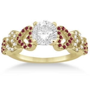 Ruby and Diamond Heart Engagement Ring setting 14k Yellow Gold 0.30ct - All
