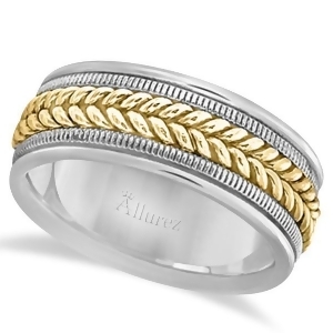 Woven Milgrain Edge Wedding Ring For Men 14k Two-Tone Gold 8mm - All