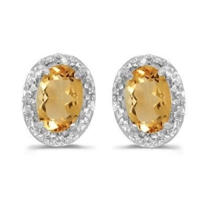 Diamond and Citrine Earrings 14k White Gold 0.90ct - All