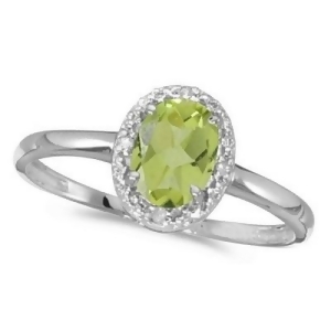Peridot and Diamond Cocktail Ring in 14K White Gold 0.95ct - All