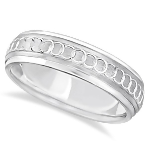 Infinity Wedding Band For Men Fancy Carved 14k White Gold 5mm - All