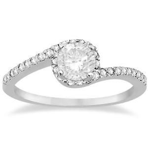 Halo Diamond Twist Engagement Ring Setting 14k White Gold 0.16ct - All