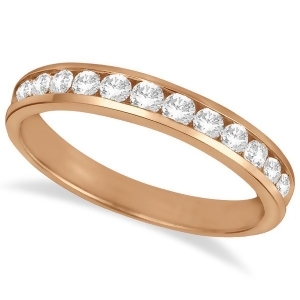 Channel-set Diamond Anniversary Ring Band 14k Rose Gold 0.50ct - All