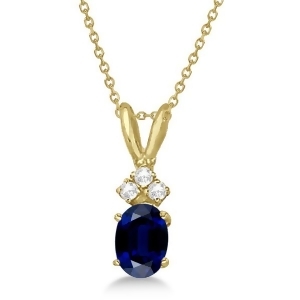 Oval Sapphire Pendant with Diamonds 14K Yellow Gold 1.12ctw - All