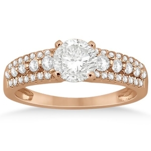 Three-row Prong-Set Diamond Engagement Ring 18k Rose Gold 0.37ct - All
