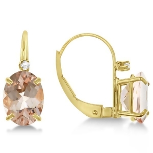 Morganite Drop Earrings with Accent Diamond 14K Yellow Gold 2.22ct - All