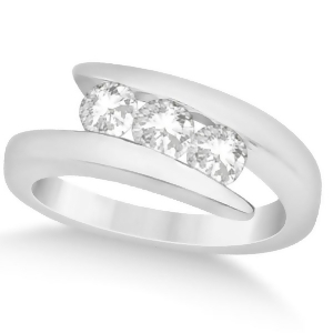 Three Stone Diamond Journey Ring Tension Set 14K White Gold 0.60ctw - All