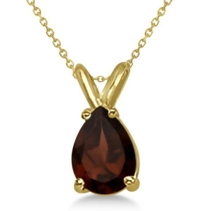 Pear-cut Garnet Solitaire Pendant Necklace 14K Yellow Gold 1.00ct - All
