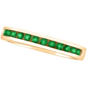 Channel-set Emerald Band Stackable Ring 14k Rose Gold 0.40ct - All