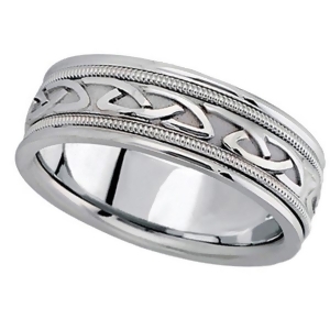 Hand Made Celtic Wedding Band in 18k White Gold 6mm - All