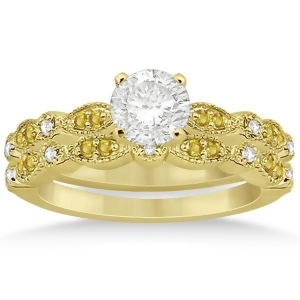 Yellow Sapphire and Diamond Marquise Bridal Set 18k Yellow Gold 0.49ct - All