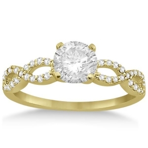 Twisted Infinity Diamond Engagement Ring Setting 18K Yellow Gold 0.21ct - All