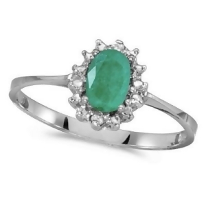 Emerald and Diamond Right Hand Flower Shaped Ring 14k White Gold 0.45ct - All