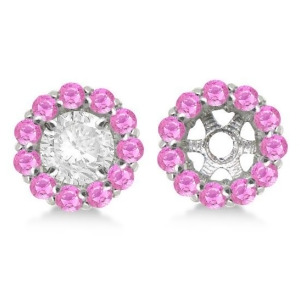 Round Pink Sapphire Earring Jackets 6mm Studs 14K White Gold 1.20ct - All
