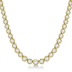 Eternity Diamond Tennis Necklace 14k Yellow Gold 10.35ct - All